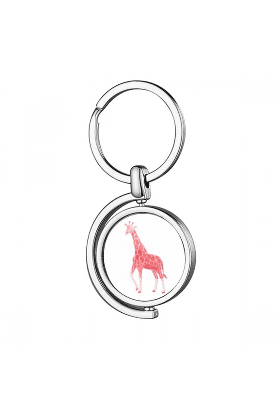 IUCN Endangered Animals Red Giraffe Rotating Keychain Metal Keyring Holder