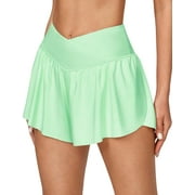 IUGA 2 in 1 Flowy Shorts Butterfly Shorts Crossover Running Shorts for Women High Waisted Athletic Skort Preppy Clothes