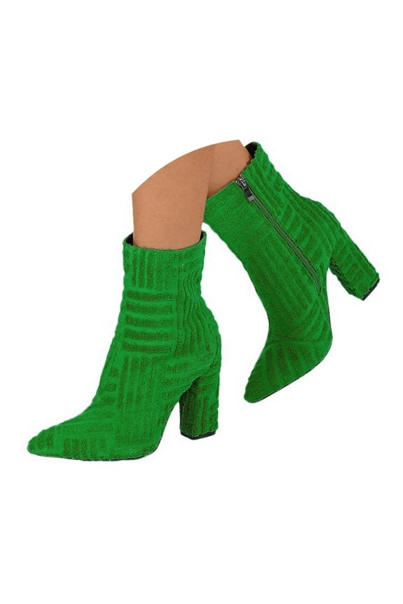 Ankle Boots for Women Fashion Chunky Block High Heels Side Zipper Casual Pumps Shoes