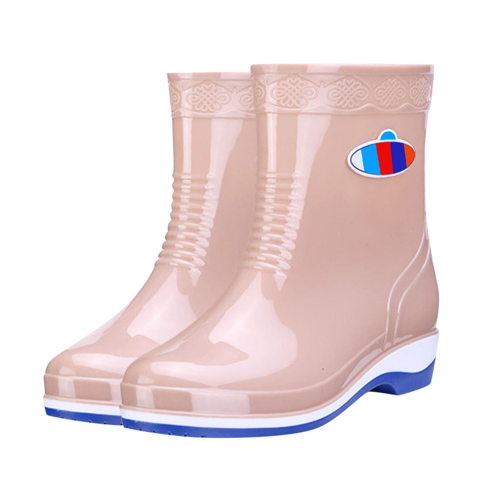 IUJSOY Ankle Rain Boots for Women Short Boots Elastic Slip on Lightweight Comfortable Garden Outdoor Shoes