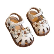 IUJSOY Baby Girls Closed Toe Summer Sandals Toddler Lightweight Non-Slip Soft Sole Walking Shoes