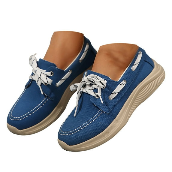 IUJSOY Boat Shoes Women Lace up Walking Shoes Comfortable Chunky Soft Sole Fashion Sneakers Loafers