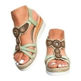 thumbnail image 1 of IUJSOY Boho Espadrilles for Women Open Toe Wedge Sandals Rhinestone Beaded Slingback Sandals, 1 of 9