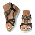 thumbnail image 1 of IUJSOY Boho Espadrilles for Women Open Toe Wedge Sandals Rhinestone Beaded Slingback Sandals, 1 of 8