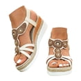 thumbnail image 1 of IUJSOY Boho Espadrilles for Women Open Toe Wedge Sandals Rhinestone Beaded Slingback Sandals, 1 of 8