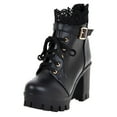 thumbnail image 1 of IUJSOY Gothic Ankle Boots for Women Chunky Heel Platform Combat Boots Lace up Fashion Booties, 1 of 8