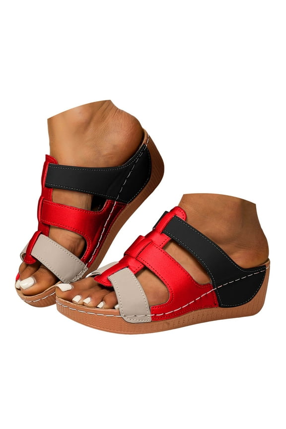 Brown Platform Sandals Women Dress Shoes 2025 Hollow Out Wedges Slip on Orthopedic Sandals