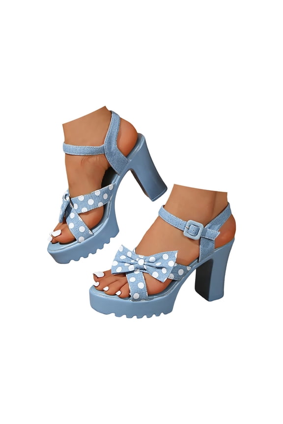 Mostsola Chunky Heels for Women Open Toe Bow Platform Sandals Ankle Strap High Heels Pumps Shoes