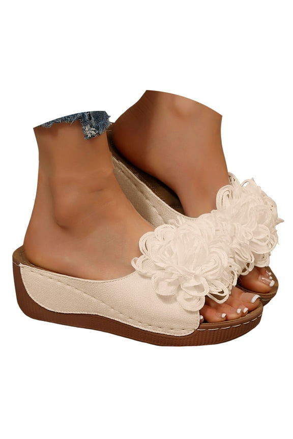 Chunky Platform Sandals for Women 2025 Open Toe Slip on Slides Comfort Wedge Sandals