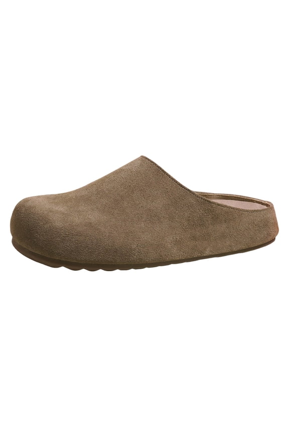 Closed Toe Clogs for Women Suede Soft Cork Footbed Mules Anti-Slip Slides Slip on Shoes