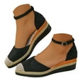 thumbnail image 1 of IUJSOY Closed Toe Espadrilles for Women Wedge Sandals Platform Heels Ankle Strap Summer Beach Shoes, 1 of 9