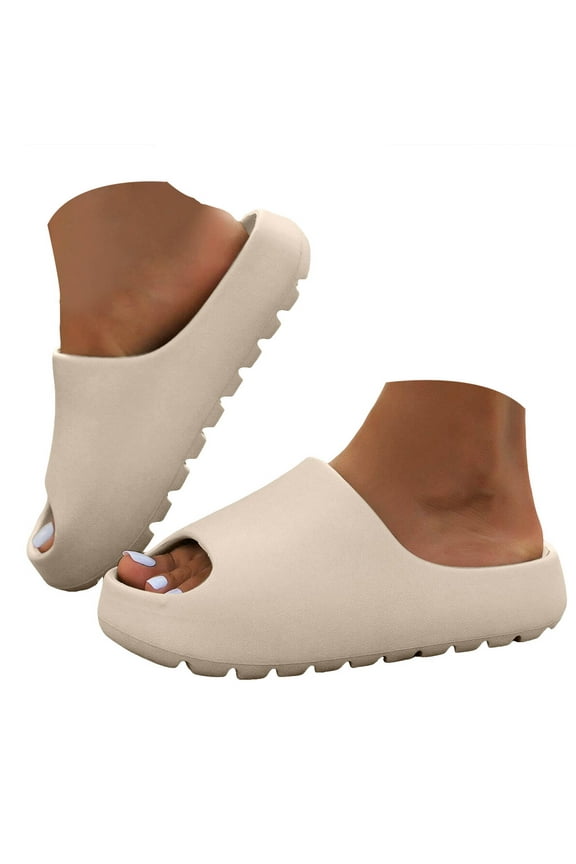 Cloud Slides for Women Pillow Slippers Chunky Slip on Shoes Quick Drying Bathroom Sandals