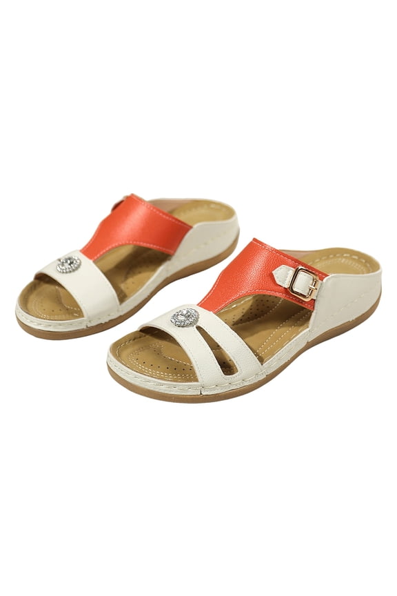 Comfort Orthotic Walking Sandals for Women Open Toe Slip on Anti-Slip Slides Summer Flats