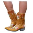 thumbnail image 1 of IUJSOY Cowboy Boots for Women Floral Embroidery Western Ankle Boots Pull on Pointed Toe Heeled Boots, 1 of 9