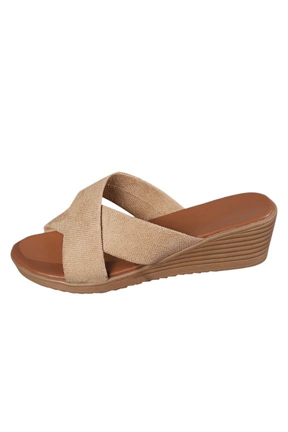 Criss Cross Platform Wedge Sandals for Women Open Toe Heels Sandals Summer Slides Shoes