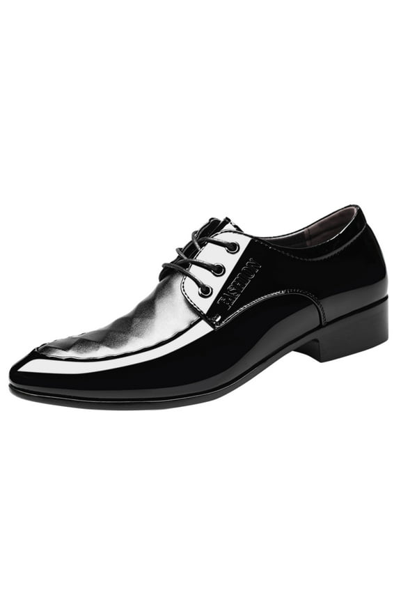 Derby Shoes for Men Patent Leather Wingtip Fashion Classic Lace up Oxfords Black 10
