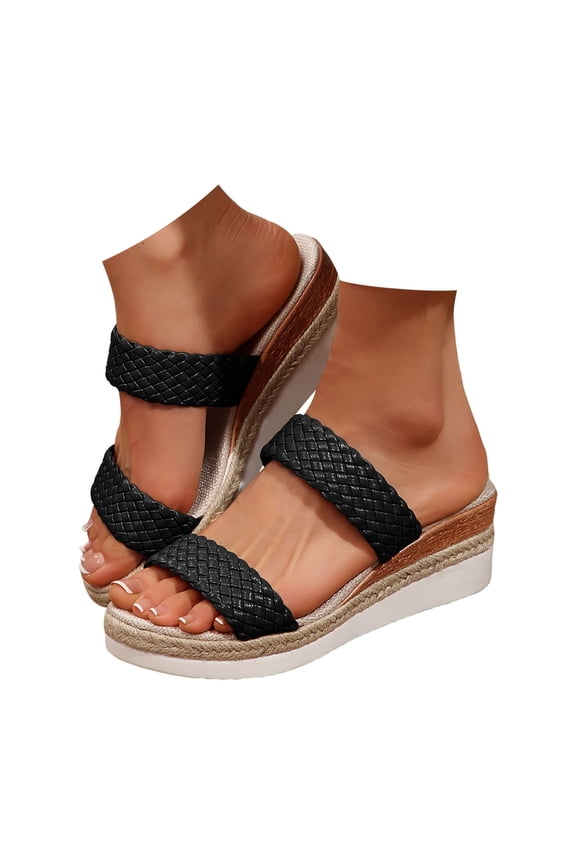 Espadrilles Wedges for Women Braided Band Slides Sandals Casual Summer Beach Dress Shoes