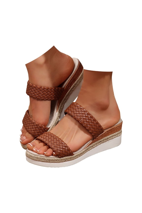 Mostsola Espadrilles Wedges for Women Braided Band Slides Sandals Casual Summer Beach Dress Shoes