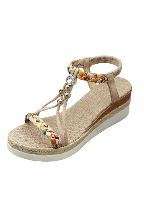 Espadrilles for Women Bohemian Braided Wedge Sandals Open Toe Platform Slingback Sandals