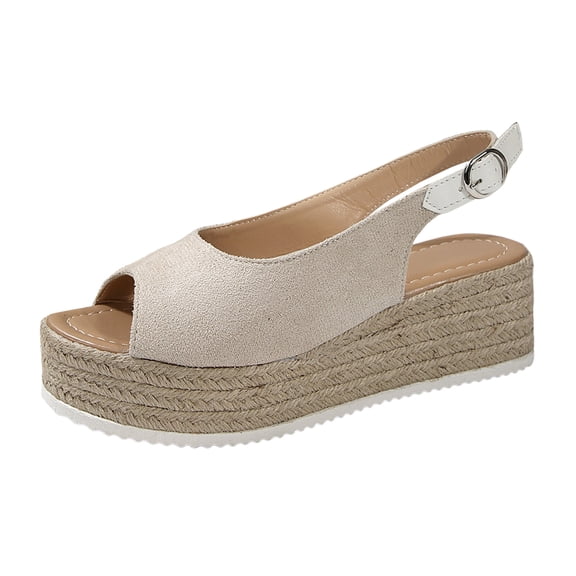 IUJSOY Espadrilles for Women Platform Sandals Peep Toe Slingback Flats Casual Summer Dress Shoes