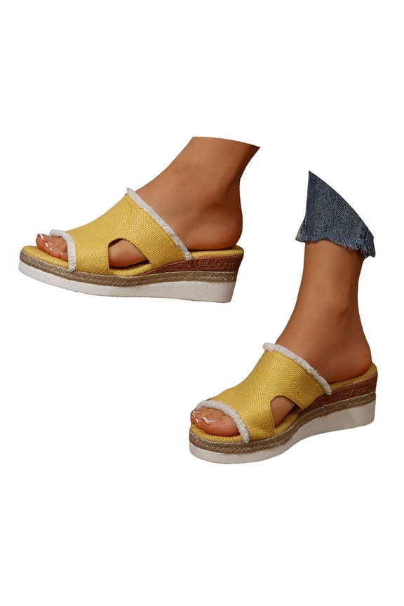 Espadrilles for Women Wedge Sandasl Comfortable Slip on Slides Cutout Summer Beach Shoes