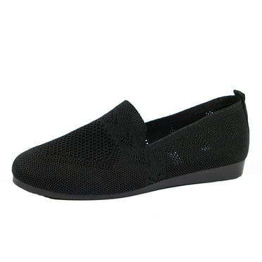 IUJSOY Flats for Women Casual Slip on Loafers Breathable Round Toe Knit Mesh Single Shoes