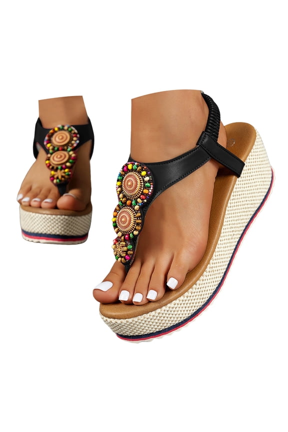 Mostsola Flip Flops for Women Platform Sandals Slingback T-Strap Sandals Arch Support Boho Dress Shoes