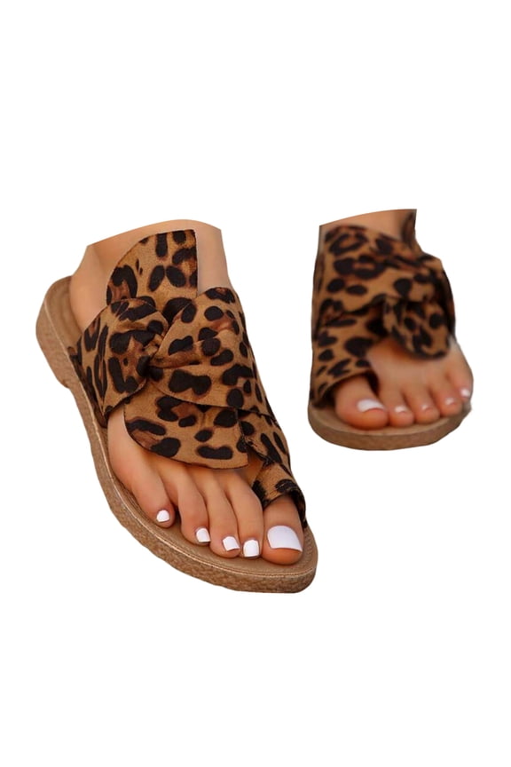 Flip Flops for Women Tie up Bow Slip on Slide Sandals Fashion Summer Beach Shoes Flats