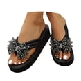 thumbnail image 1 of Mostsola Flip Flops for Women Wedge Sandals Rhinestone Bow Platform Slip on Shoes Yoga Mat Slippers, 1 of 6