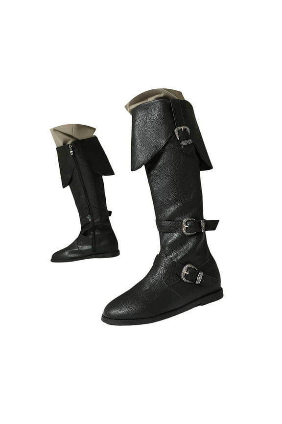 Fold Over Western Boots for Women Zipper Knee High Boots Dressy Vintage Falt Long Booties