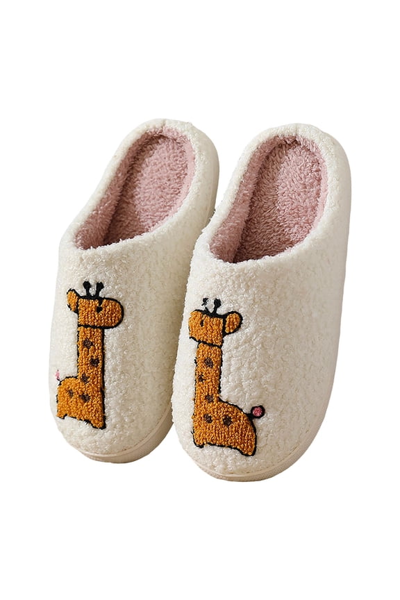 Funny Print Slippers for Women Men Winter Warm Fuzzy House Shoes Cute Bedroom Indoor Slippers