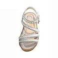 thumbnail image 1 of IUJSOY Girl's Gladiator Pearl Strappy Flats Rhinestone Detail Sandals for Toddler/Little Kid/Big Kid, 1 of 7