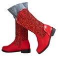 thumbnail image 1 of IUJSOY Girls Cowgirl Boots Child Mid Calf Glitter Toddler Little Big Kids Zipper Western Cowboy Boot, 1 of 7