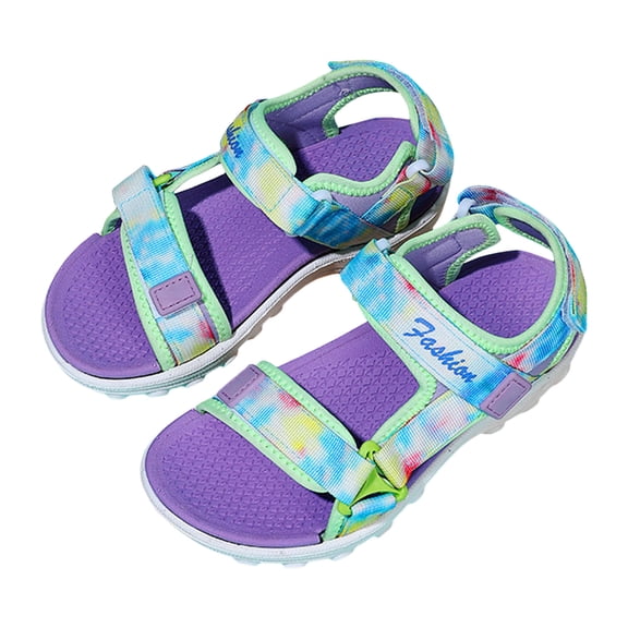 IUJSOY Girls Sandals Adjustable Straps Open Toe Athletic Beach Shoes Lightweight Non-Slip Sandals