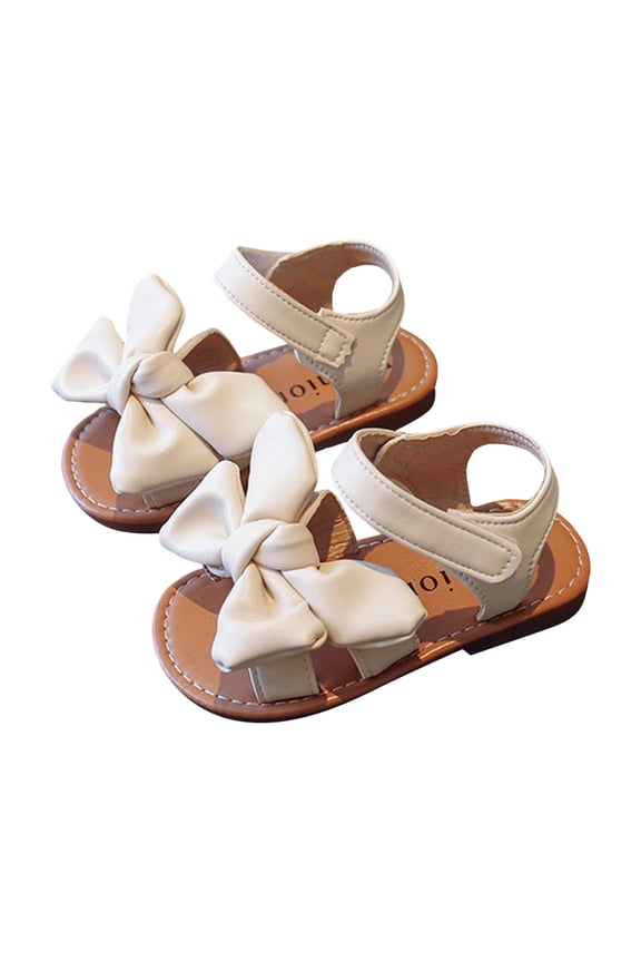 Girls Sandals Open Toe Flower Girls Shoes Kids Bow Princess Dress Shoes Summer Beach Flats