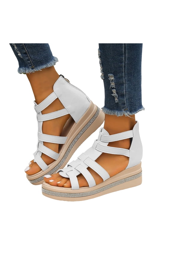 Mostsola Gladiator Chunky Sandals for Women 2025 Fashion Open Toe Wedges Back Zipper Dress Shoes