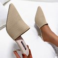 thumbnail image 1 of IUJSOY Heeled Mules for Women Mesh Pointed Toe Backless Pumps Kitten Heels Slides Dress Sandals, 1 of 7