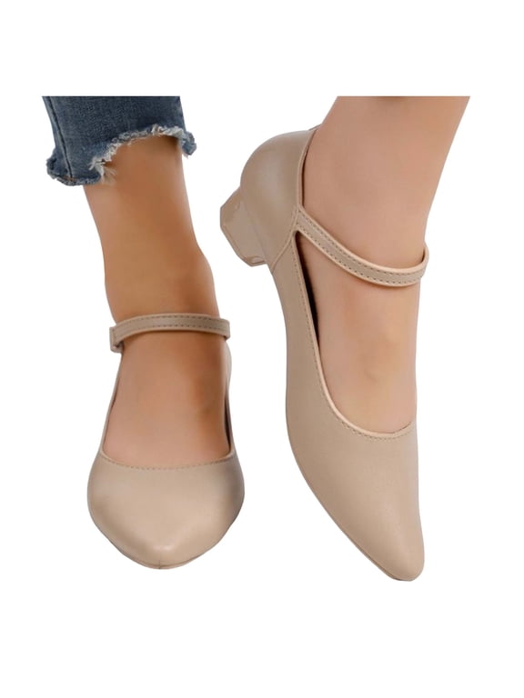 Heels for Women Low Heel Closed Pointed Toe Pumps for Office Work Dress Wedding Shoes