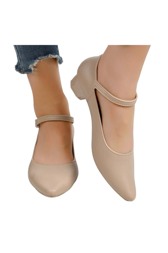 Heels for Women Low Heel Closed Pointed Toe Pumps for Office Work Dress Wedding Shoes