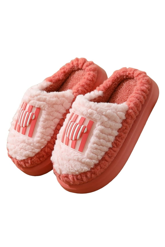 House Slippers for Women Chunky Platform Plush Warm Slip on Shoes Fuzzy Bedroom Slides