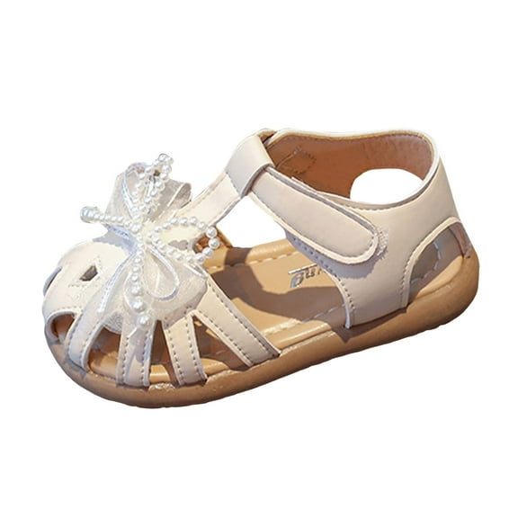 IUJSOY Kids Girls Soft Closed Toe Hollow out Bow Tie Princess Flat Shoes Toddler Summer Sandals