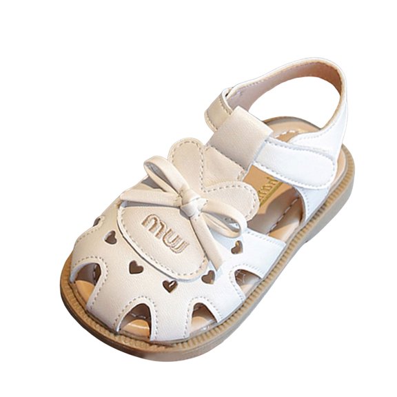 IUJSOY Kids Girls Soft Closed Toe Hollow out Bow Tie Princess Flat Shoes Toddler Summer Sandals
