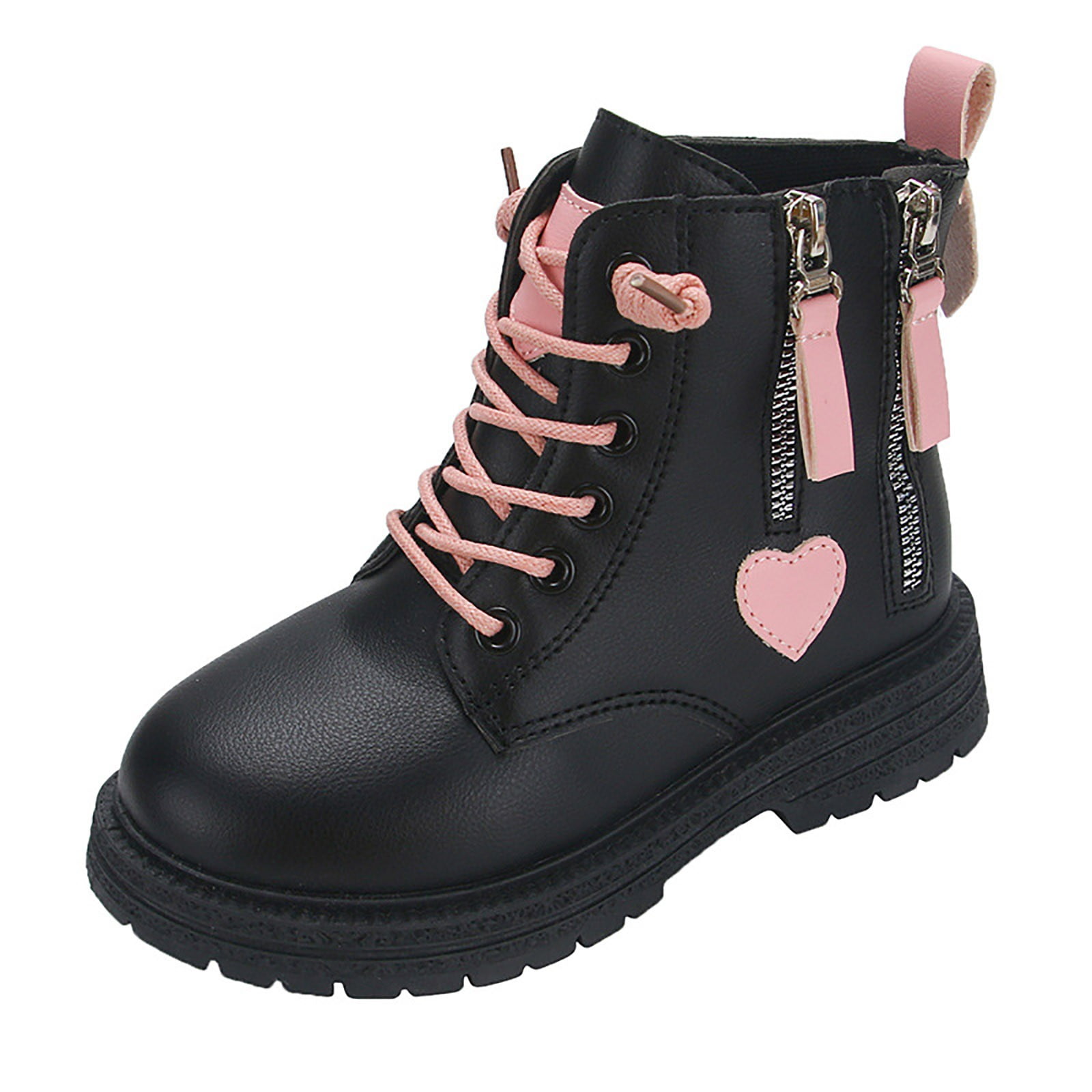 iujsoy-kids-girls-waterproof-combat-work-boots-side-zipper-ankle-boots