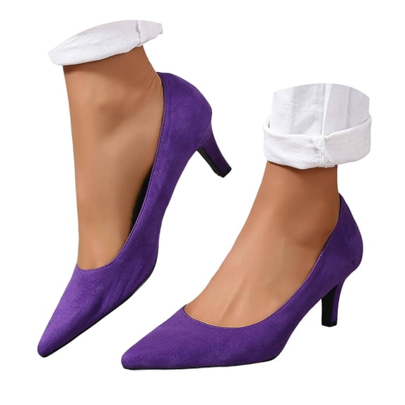 IUJSOY Kitten Heels for Women Suede Popinted Toe Stiletto Slip on Bridal Dress Shoes Casual Pumps