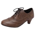 thumbnail image 1 of IUJSOY Kitten Heels for Women Vintage Wingtip Pointed Toe Oxfords Lace up Dress Shoes for Work, 1 of 7