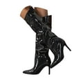 thumbnail image 1 of IUJSOY Knee High Boots Women Slouchy Faux Patent Leather Wide Calf Pointed Toe Stiletto Dress Boots, 1 of 9