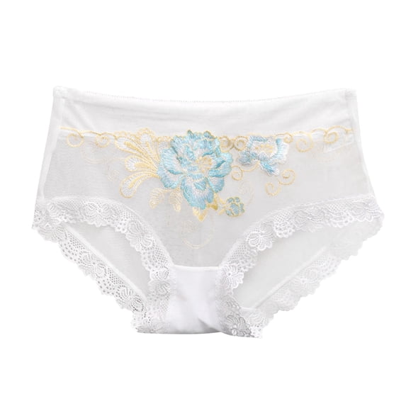IUJSOY Lace Sexy Thongs Women's Embroidery Panties Transparent Low Rise Underwear Panty for Women