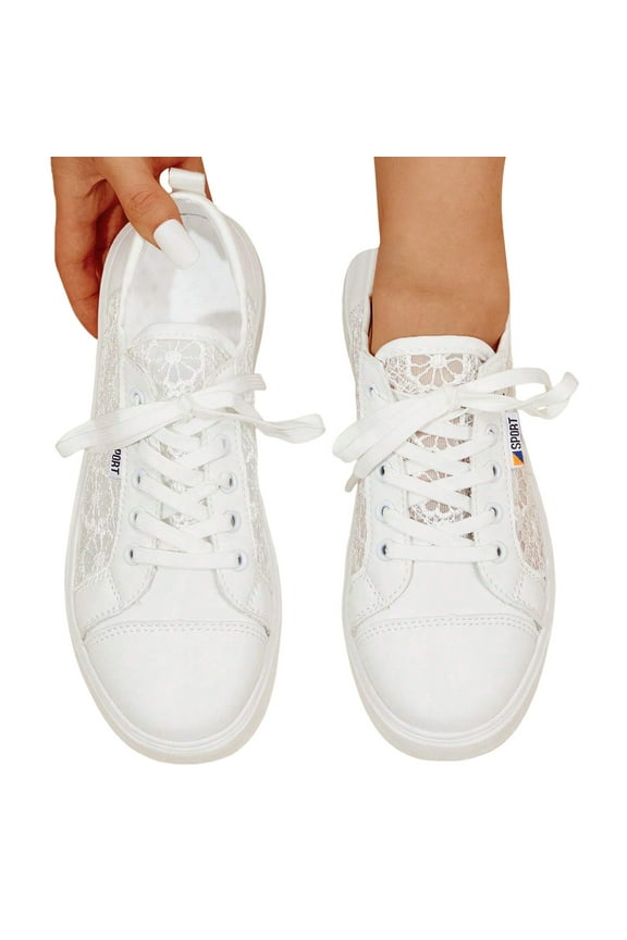 Lace up Walking Shoes Women's Fashion Sneakers Platform Mesh Lace Low Top Casual Shoes