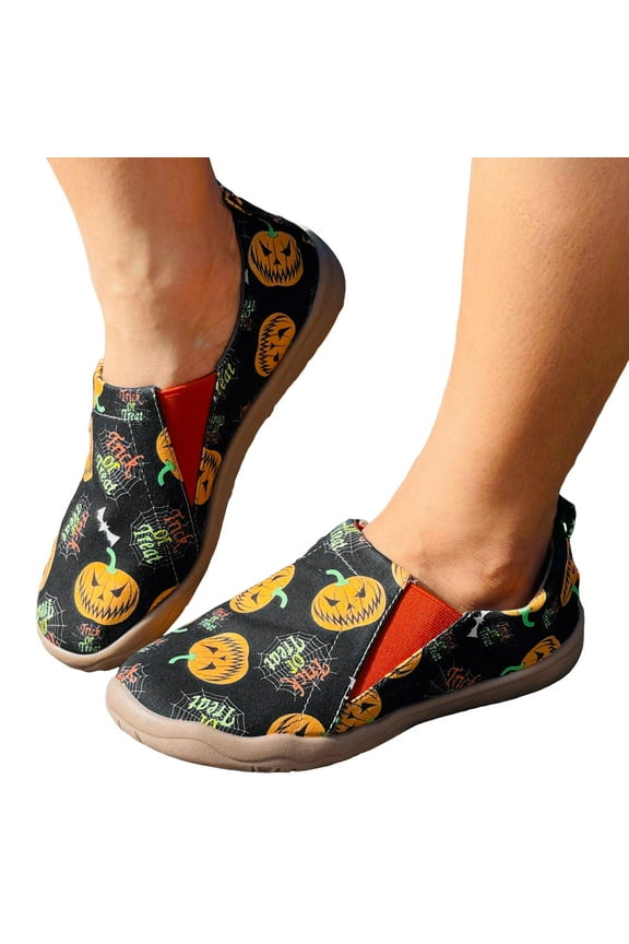 Loafers for Women Funny Ghost Pumpkin Print Fashion Sneakers Casual Walking Shoes Flats