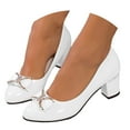 thumbnail image 1 of IUJSOY Low Heels for Women Round Closed Toe Pumps Slip on Block Heel Dress Shoes with Bowknot, 1 of 9